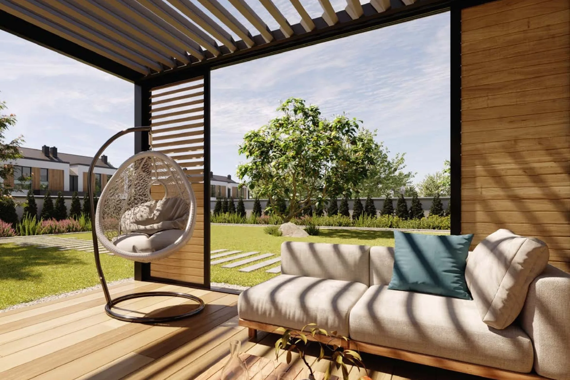 Pergola su metaliniu automatiniu stogu